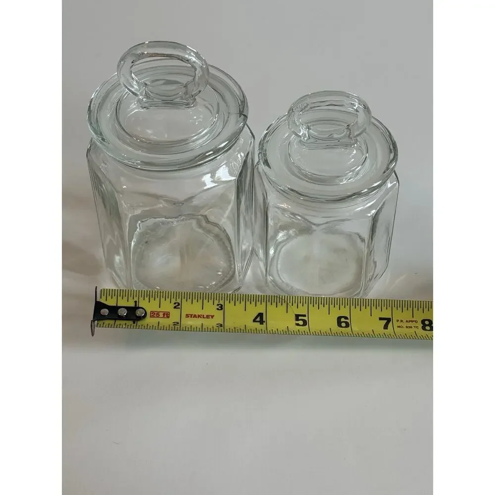 Clear Glass Apothecary Jars Canister with Loop Handles Bathroom Kitchen Storage